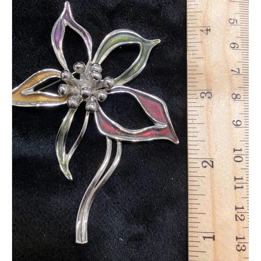 Floral Brooch Lot Women Multicolor Enamel Rhinestone Crystal 5pc